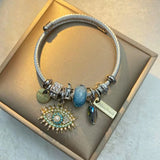 Stainless Steel Wire Demon Eye Bracelet Bangle