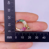 C-Shaped Moon Necklace Pendant with Zircon Inlay