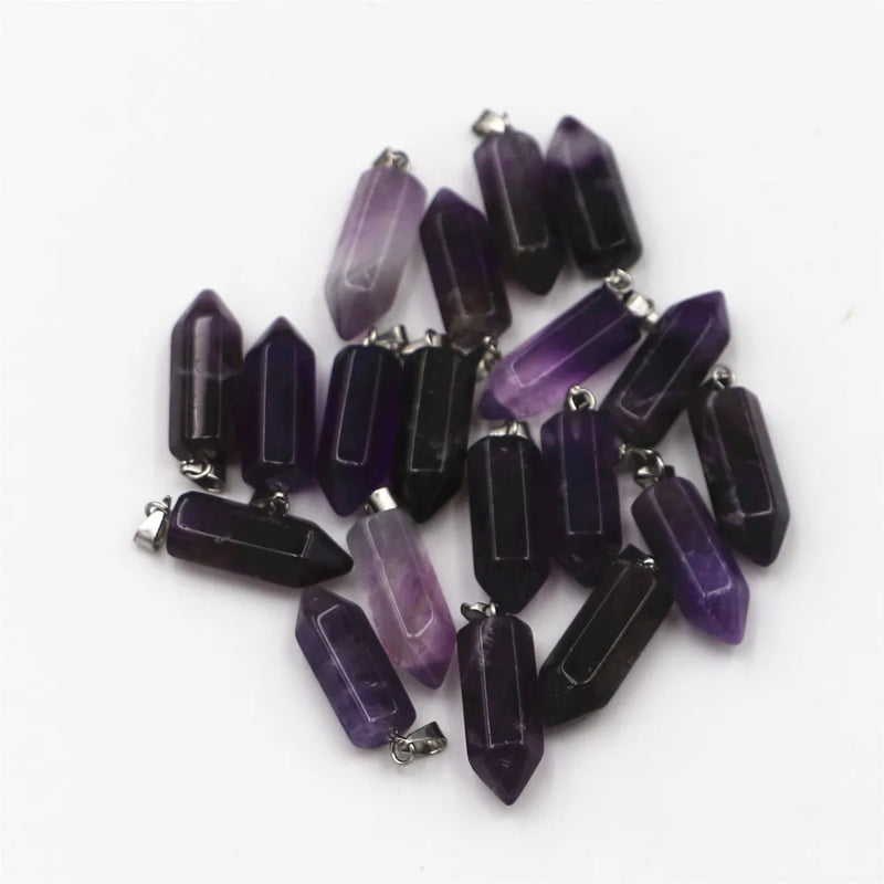 Amethyst Winding Bullet Pendant Hexagonal Columnar Pendant