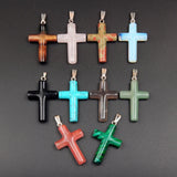 Natural Slim Cross Gem Stone Beads Pendant Watermelon Quartz 6pcs/lot