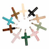Natural Slim Cross Gem Stone Beads Pendant Watermelon Quartz 6pcs/lot
