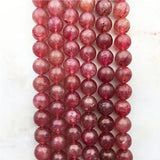 Natural Strawberry Quartz Stone Beads 6-8mm Red Round Bead