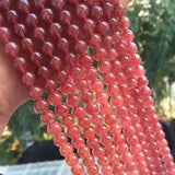Natural Strawberry Quartz Stone Beads 6-8mm Red Round Bead