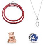 S925 Silver Magic Carpet Ride Charm Red Leather Bracelet