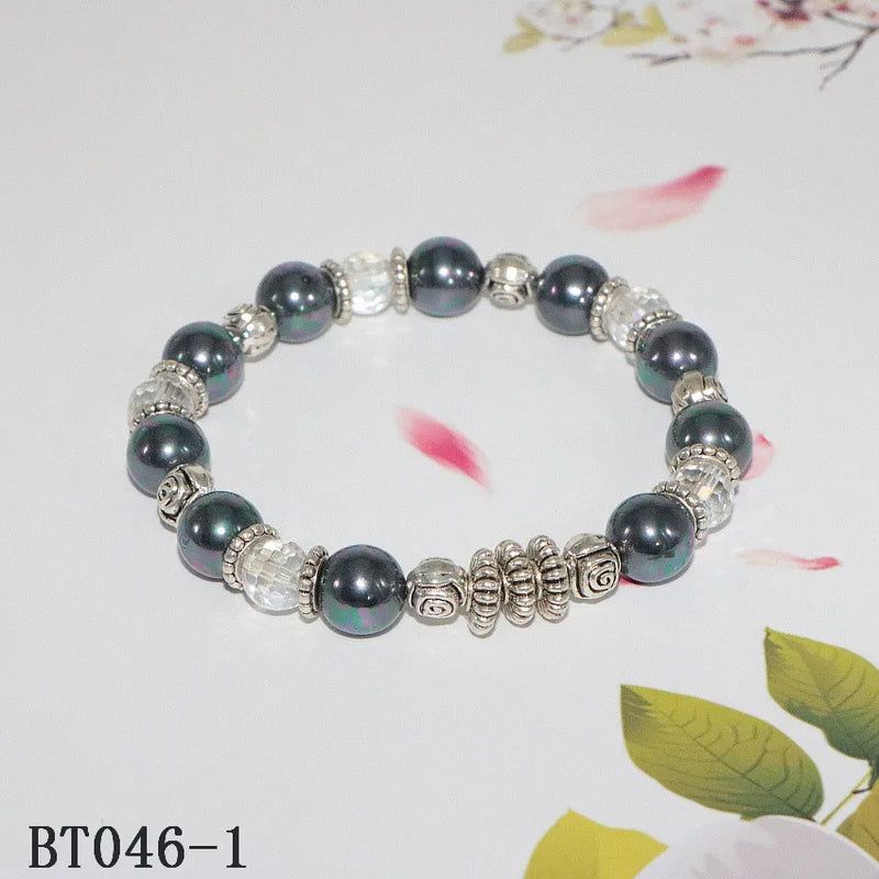 Shell Pearl Bracelet Separated Beads Elastic Line Women Girls Gift