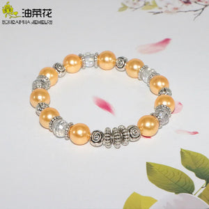 Shell Pearl Bracelet Separated Beads Elastic Line Women Girls Gift