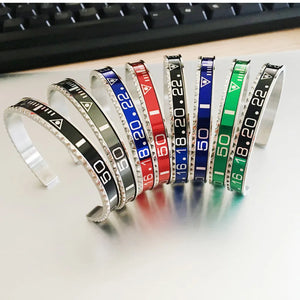 Stainless Steel Speed Numerals Bangles Cuff Bracelet