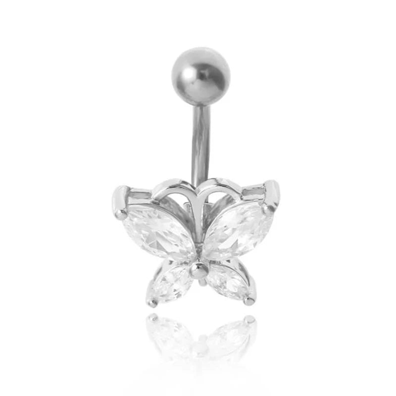 Surgical Steel Butterfly Belly Button Ring Body Jewelry