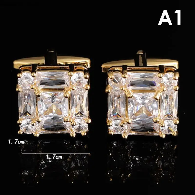 Zircon Cufflinks Men's Jewelry Wedding French Shirts Cuff Links
