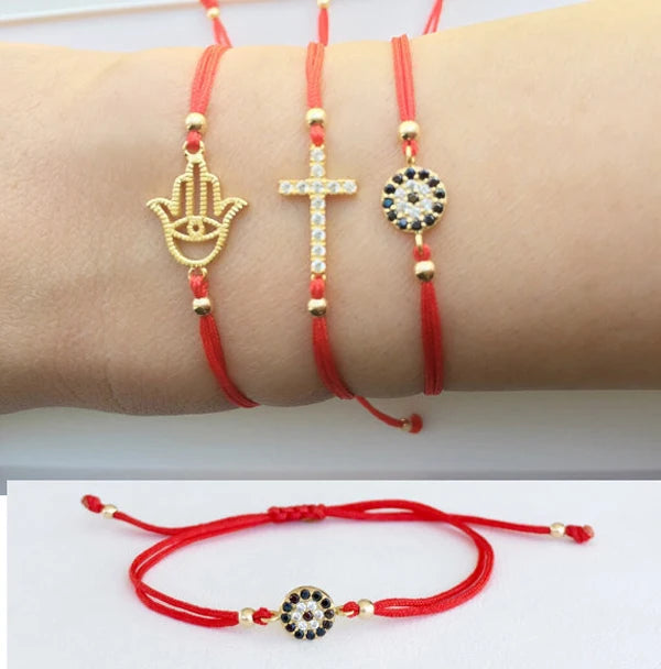 Charm Evil Eye 925 Silver Bead Red Rope Bracelet