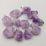 Natural Amethyst Stone Pendants for Jewelry Making Charms 24pcs/lot
