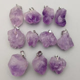 Natural Amethyst Stone Pendants for Jewelry Making Charms 24pcs/lot
