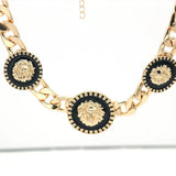 Hip Hop Alloy Lion Head Necklace Charm Men's Rock Punk Wristband