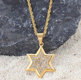 Hip Hop Bling Zircon Star of David Pendant Men's Jewelry