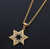 Hip Hop Bling Zircon Star of David Pendant Men's Jewelry