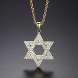 Hip Hop Bling Zircon Star of David Pendant Men's Jewelry