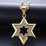 Hip Hop Bling Zircon Star of David Pendant Men's Jewelry