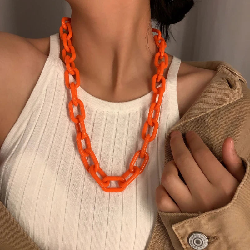 Hip Hop Acrylic Chain Necklace Choker Jewelry