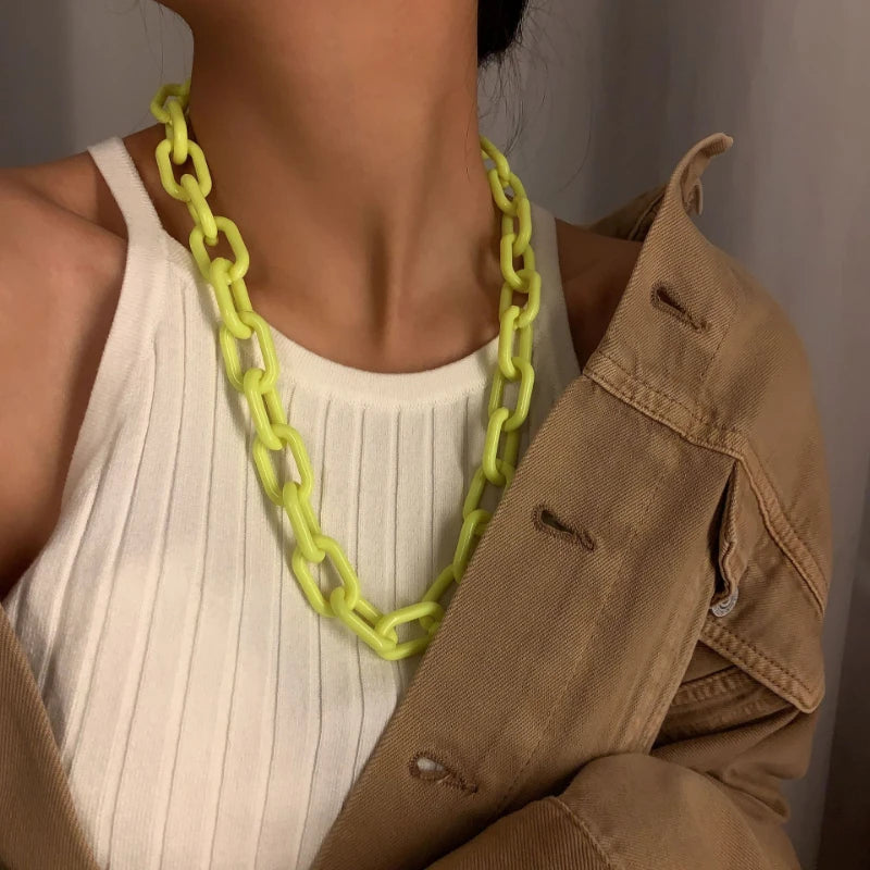 Hip Hop Acrylic Chain Necklace Choker Jewelry