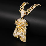Hip Hop Jesus Pendant Necklace Men Ice Out Shining Crystal Jesus Head Face
