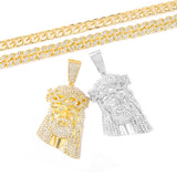Hip Hop Jesus Pendant Necklace Men Ice Out Shining Crystal Jesus Head Face