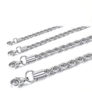 Hip Hop Stainless Steel Rope Chain Necklace for Boys Girls