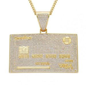Hip-Hop Visa Card Shape Necklace Pendant Jewelry