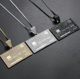 Hip-Hop Visa Card Shape Necklace Pendant Jewelry