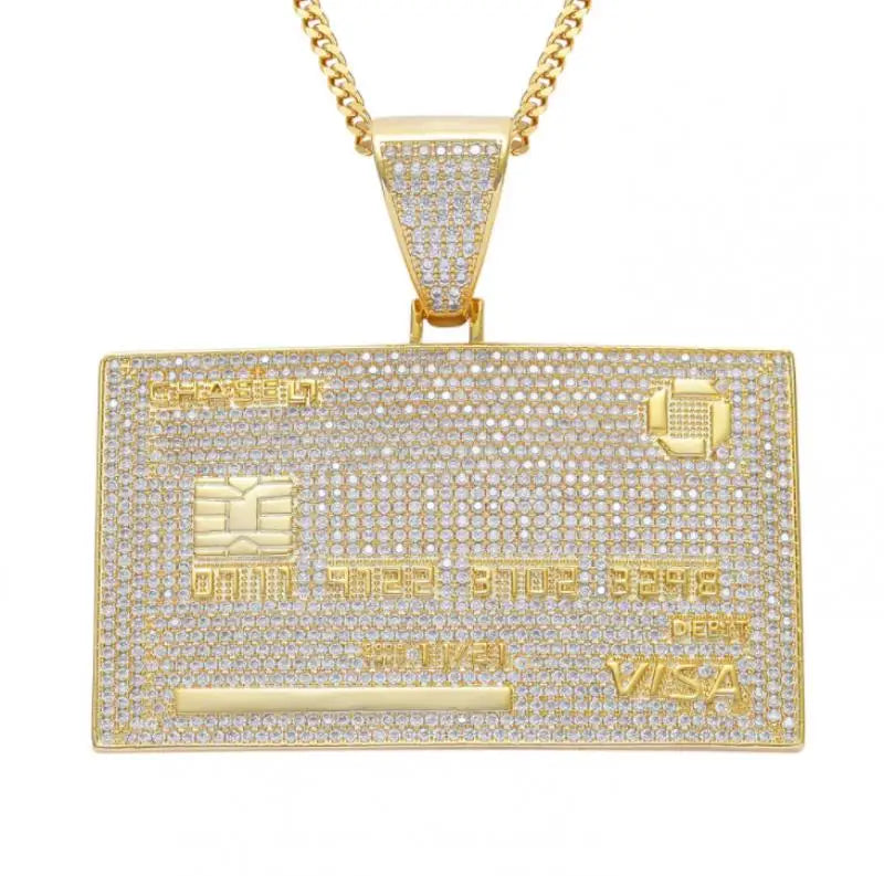 Hip-Hop Visa Card Shape Necklace Pendant Jewelry