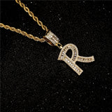 Hip-Hop Zirconium Cubic Necklaces A-Z Name Pendant 3mm Men Women