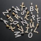 Hip-Hop Zirconium Cubic Necklaces A-Z Name Pendant 3mm Men Women