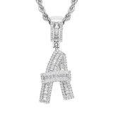 Hip-Hop Zirconium Cubic Necklaces A-Z Name Pendant 3mm Men Women