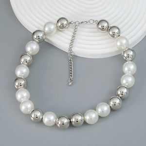 Hip-hop Pearl Beaded Choker Necklace