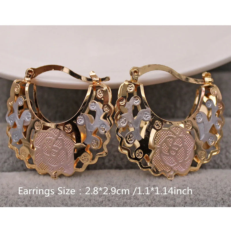 Hip Hop Rock Hoop Earrings Women's Copper Plated Circle Heart Earrings