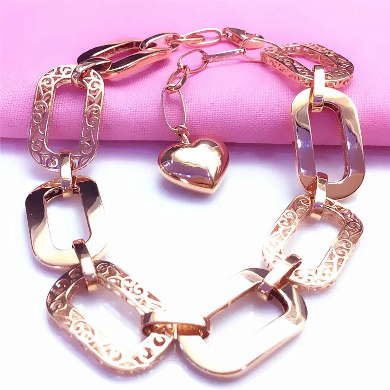 Hip-hop Coarse Bracelet 585 Purple Plated 14K Rose Geometric Bangles
