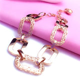 Hip-hop Women's 585 Purple Plated Bracelet 14K Rose Geometric Bangle