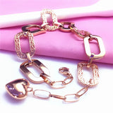 Hip-hop Geometric Bangle 14K Rose Plated Coarse Bracelet Women 585 Purple