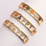 Hiphop Copper Open Bangle Women Happy Heart Crystal Love Bracelet