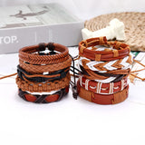 Hiphop Vintage Multilayer Braided Leather Bracelet Wristband