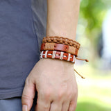 Hiphop Vintage Multilayer Braided Leather Bracelet Wristband