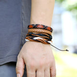 Hiphop Vintage Multilayer Braided Leather Bracelet Wristband