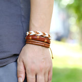 Hiphop Vintage Multilayer Braided Leather Bracelet Wristband