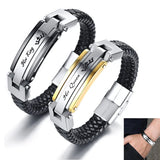 Couple Bracelet leather + stainless steel Bracelet Men Women Lover Gift