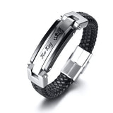 Couple Bracelet leather + stainless steel Bracelet Men Women Lover Gift
