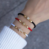 Hollow Ball Charm Bracelet Women Pave Zircon Multicolor Adjustable Milanese Rope