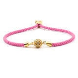 Hollow Ball Charm Bracelet Women Pave Zircon Multicolor Adjustable Milanese Rope