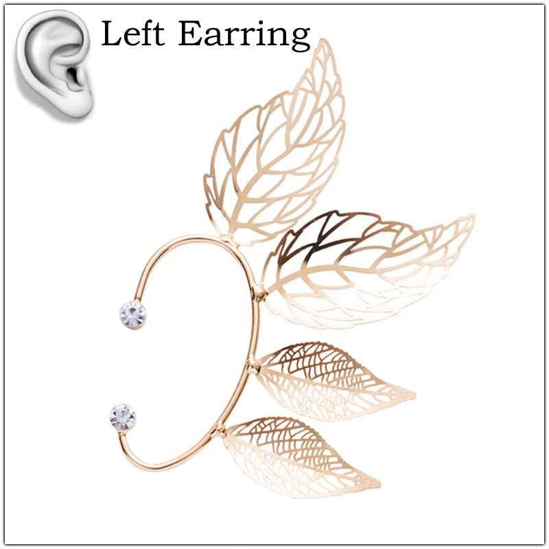 Hollow Big Leaf Ear Cuff Earrings for Women Hyperbole Ear Clip