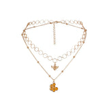Bee Pendant Necklace Double Layered Choker