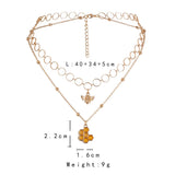 Bee Pendant Necklace Double Layered Choker