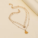 Bee Pendant Necklace Double Layered Choker